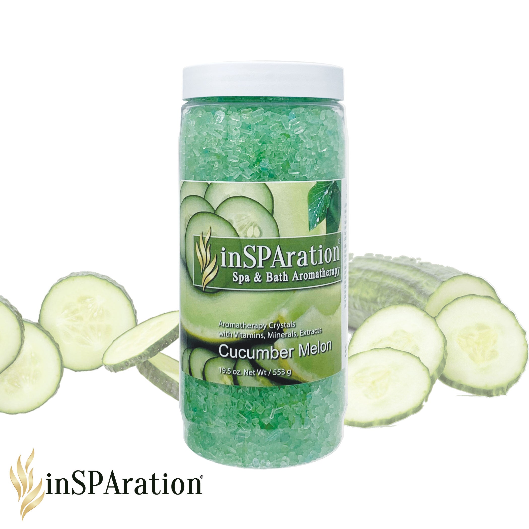 Cucumber Melon 19oz inSPAration Rx Crystals – Epsom Salt Bath for Relaxation & Hot Tub Spa Aromatherapy