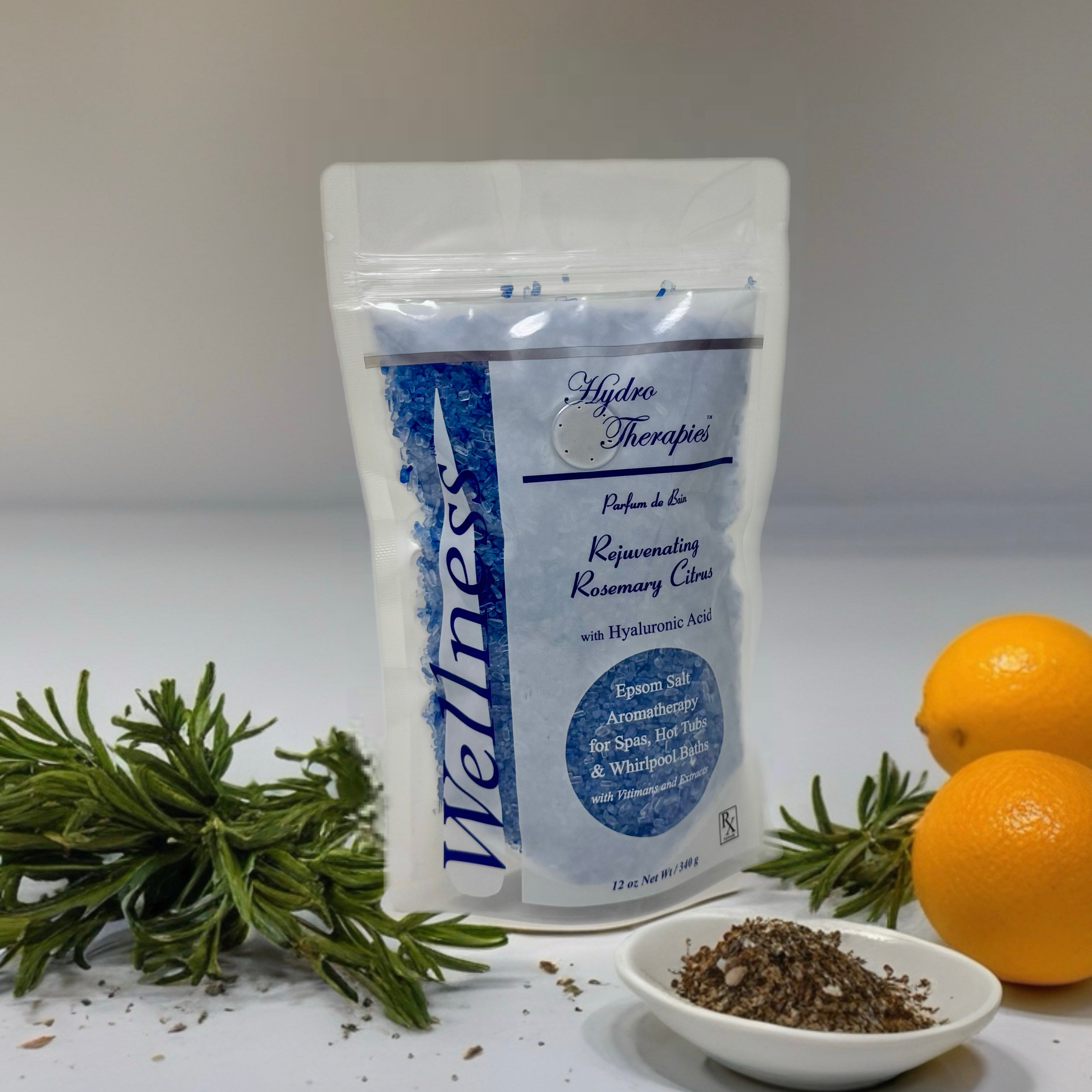 Rejuvenating Rosemary Citrus Wellness 12oz – Aromatherapy Bath Salts, Muscle Relaxing & Detox Epsom Salt Bath for Relaxation