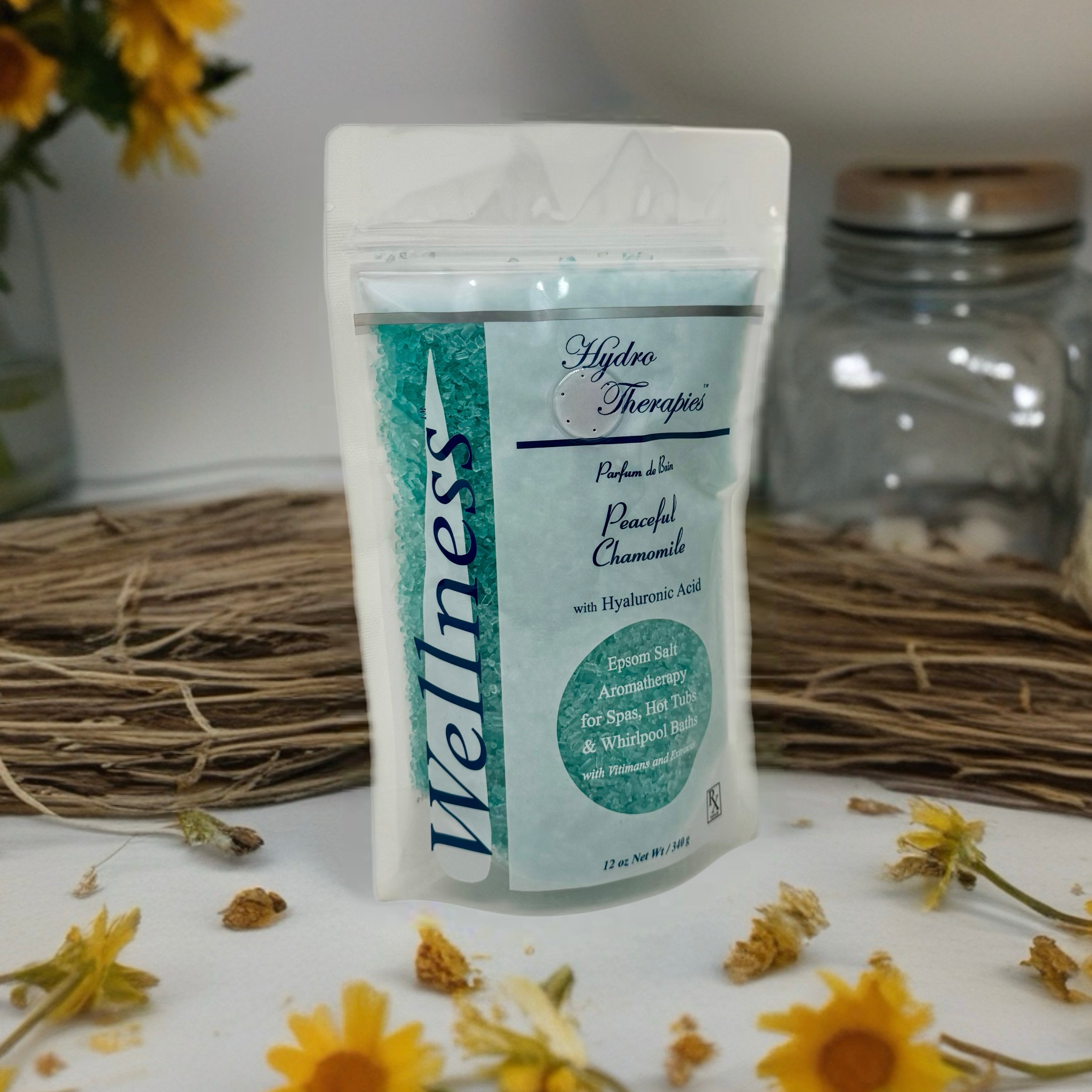 Peaceful Chamomile Bath Salts – Relaxing Spa Bath Salts & Muscle Relaxing Epsom Salt Soak for Sore Muscles, Detox, Aromatherapy Crystals, and Salt Soak Spa Experience