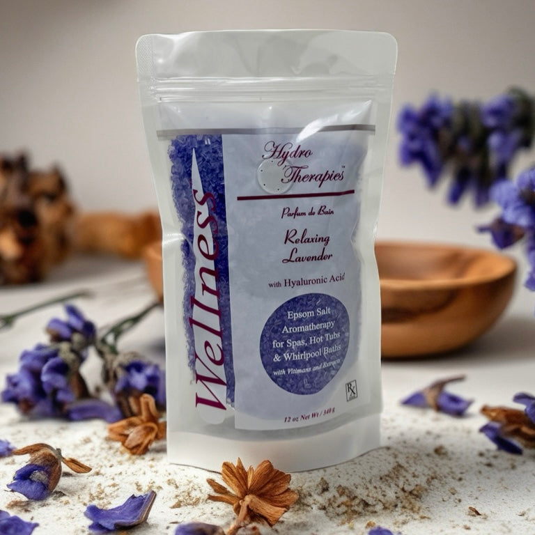 Relaxing Lavender Wellness 12oz Epsom Salt Aromatherapy – Stress Relief Bath Salts, Muscle Relaxing Bath Soak, Spa Crystals for Hot Tubs