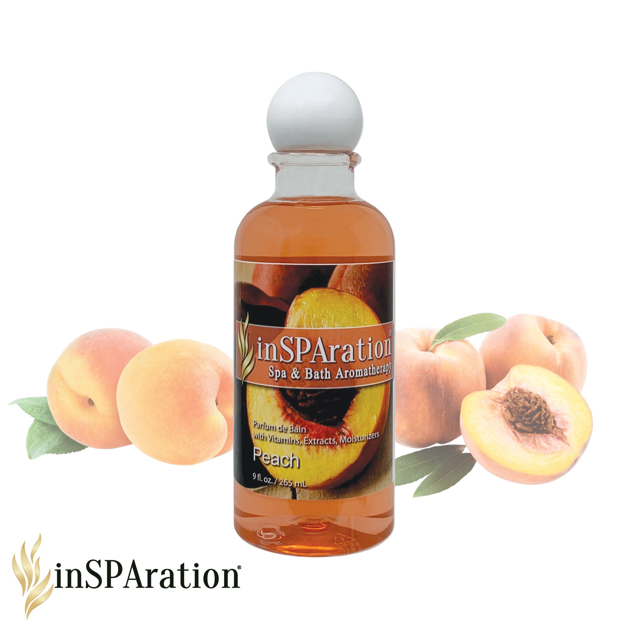 Peach inSPAration 9oz Liquid Aromatherapy – Sweet, Juicy Spa Fragrance for Hot Tubs & Baths
