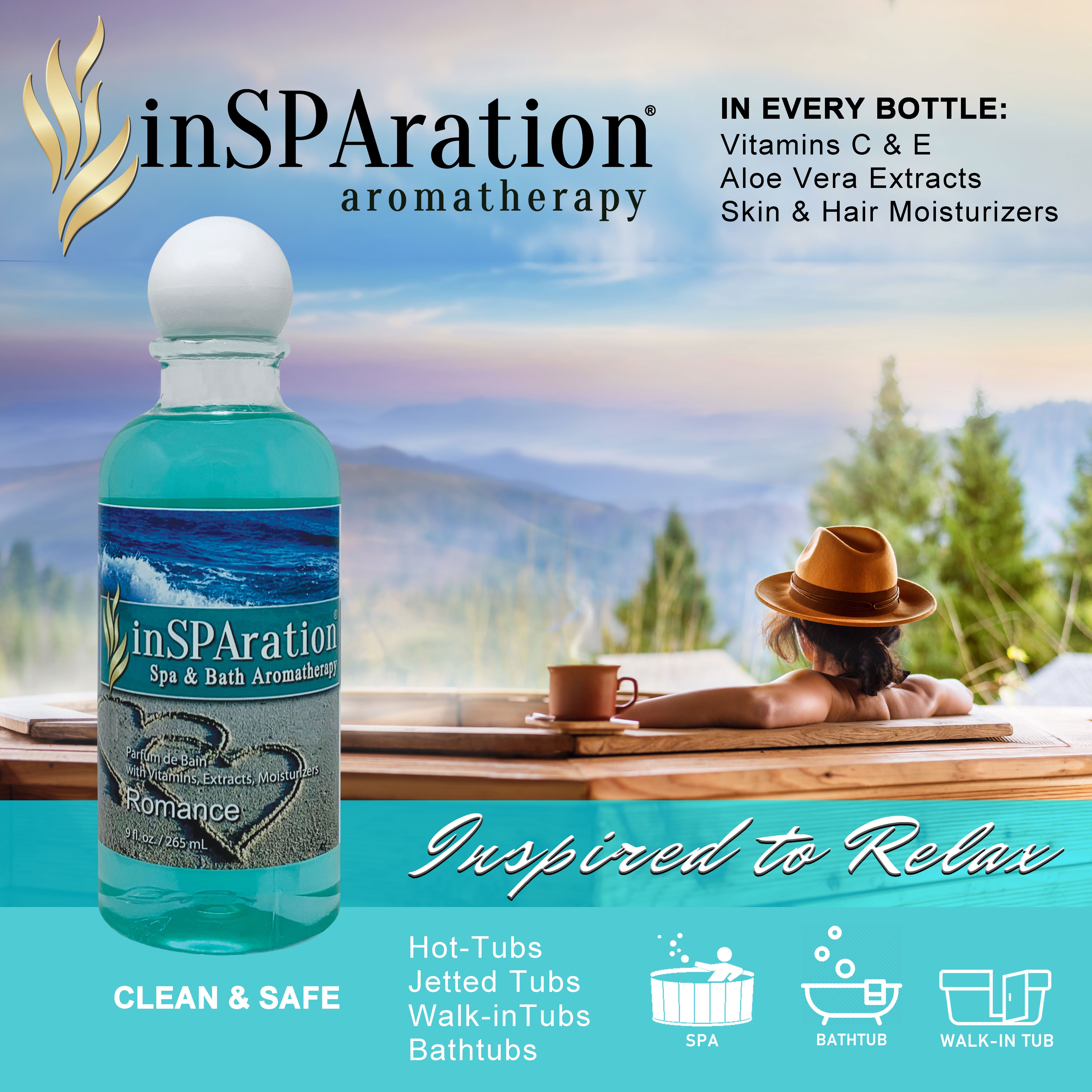 Romance – inSPAration Aromatherapy for Hot Tubs, Spas & Baths | 9oz Liquid Fragrance