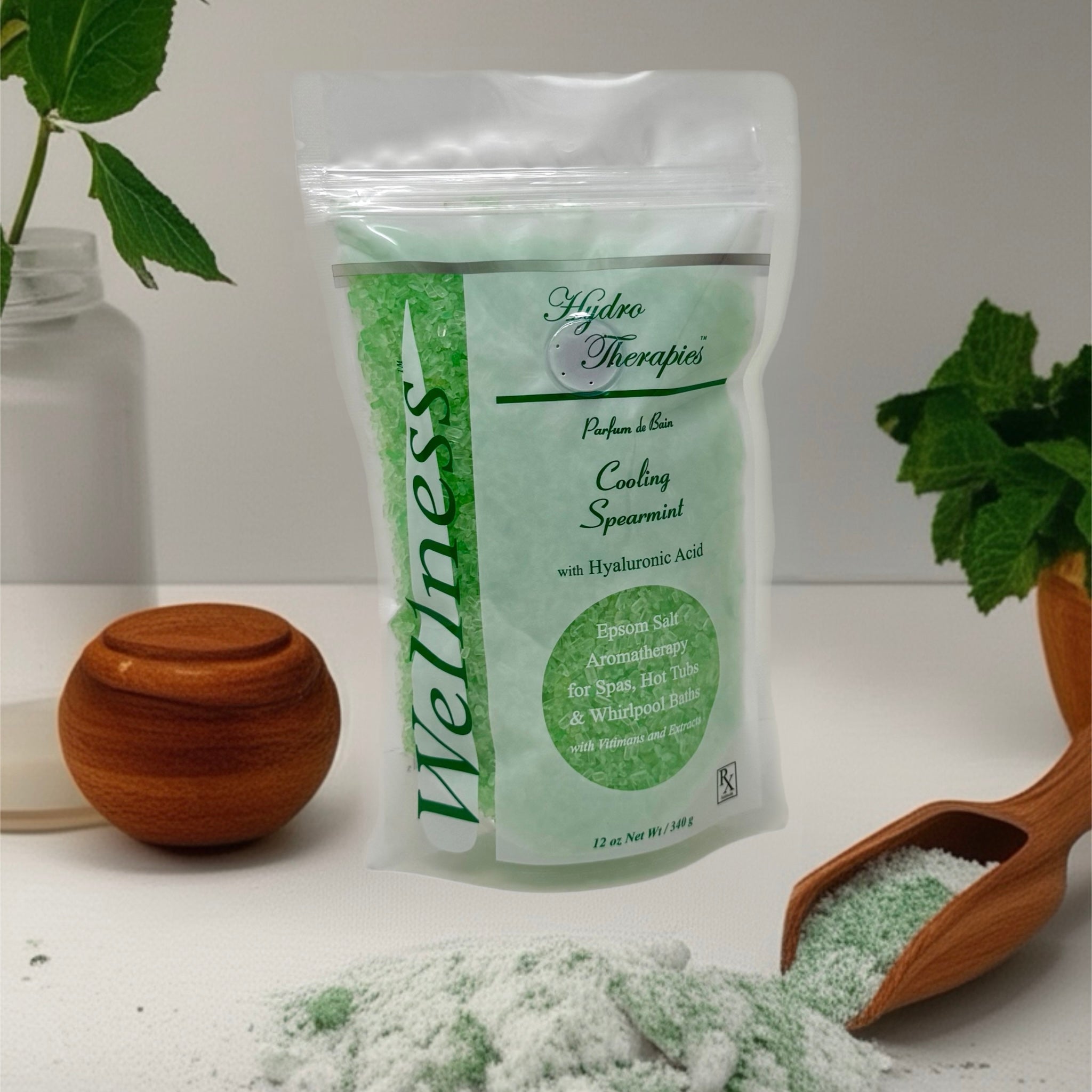 Cooling Spearmint Epsom Salt – Stress Relief Bath Soak & Aromatherapy for Hot Tub