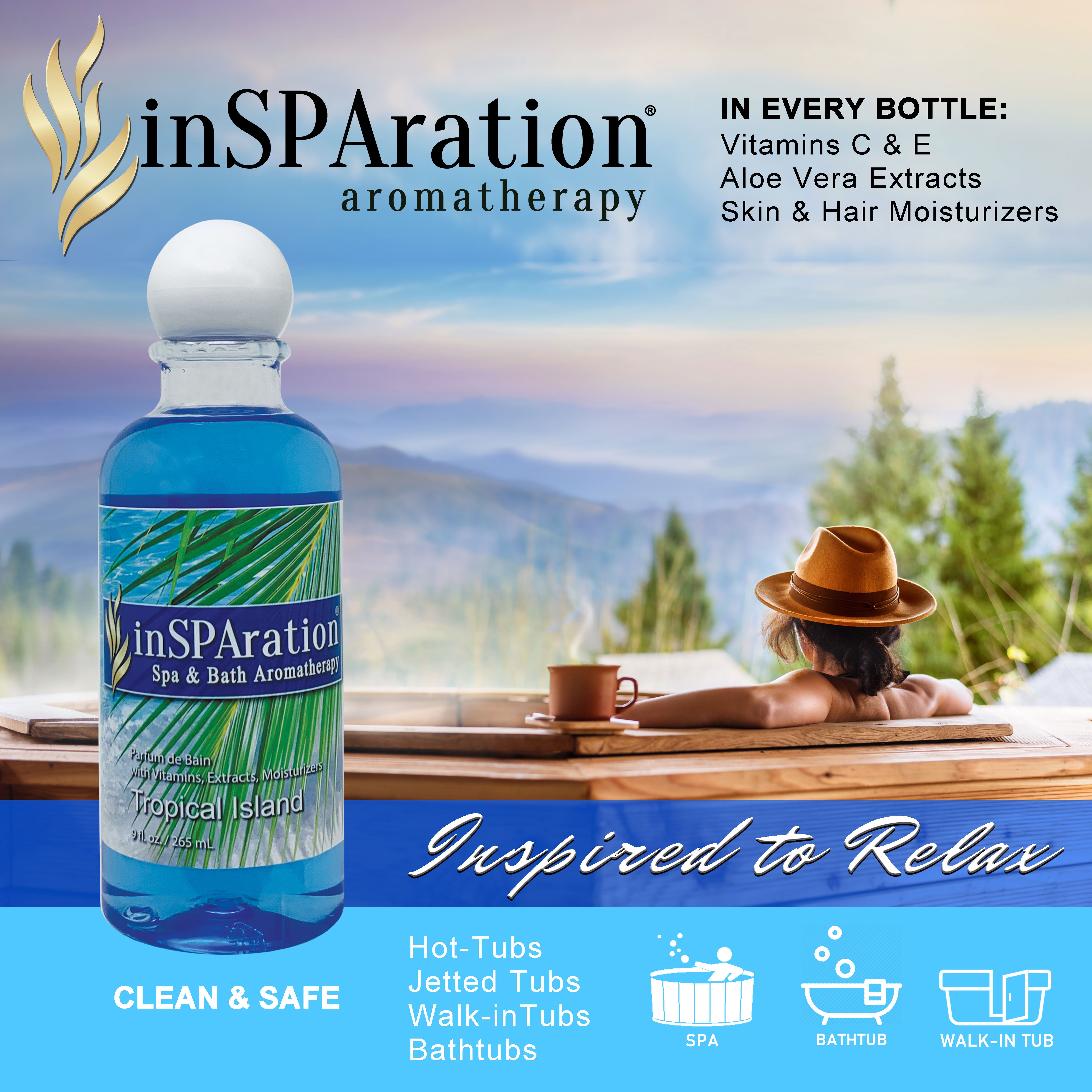inSPArationTropical Island Liquid Aromatherapy For Hot Tubs, Spa & Bath 9oz